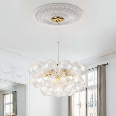 Modern Bubbles Chandelier Ribbed Blown Glass 02