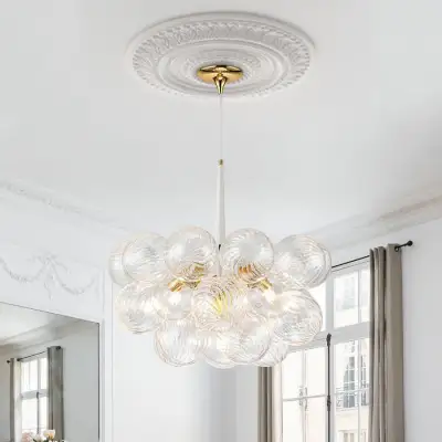 Modern Bubbles Chandelier Ribbed Blown Glass 02