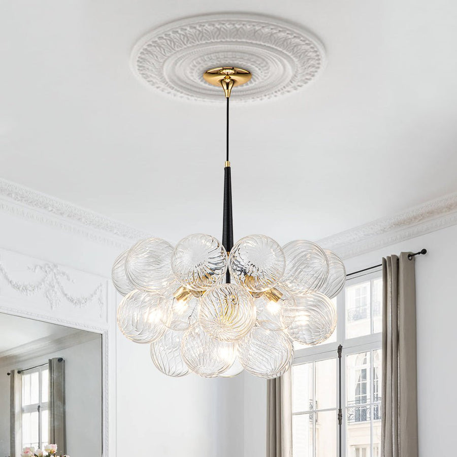 Modern Bubbles Chandelier Ribbed Blown Glass