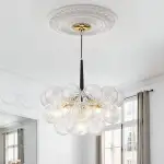 Modern Bubbles Chandelier Ribbed Blown Glass