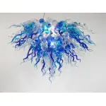 Hand Blown Glass Chandelier Chihuly Style Chandelier For Sale (Clear And Blue)