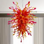 Hand Blown Glass Chandelier Chihuly Style Chandelier For Sale (Amber And Red)