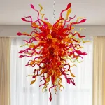 Hand Blown Glass Chandelier Chihuly Style Chandelier For Sale (Amber And Red)