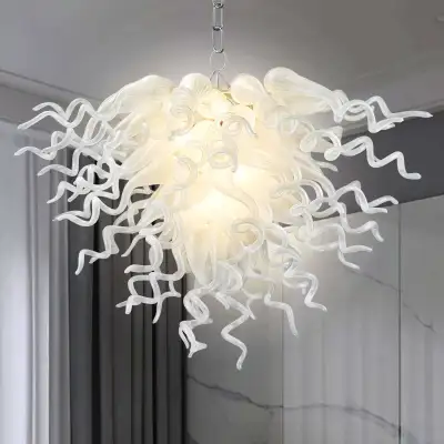 Chihuly Style Chandelier Blown Glass Light Fixtures (Clear White)  01
