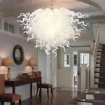 Chihuly Style Chandelier Blown Glass Light Fixtures (Clear White) 