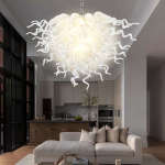 Chihuly Style Chandelier Blown Glass Light Fixtures (Clear White) 