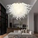 Chihuly Style Chandelier Blown Glass Light Fixtures (Clear White) 