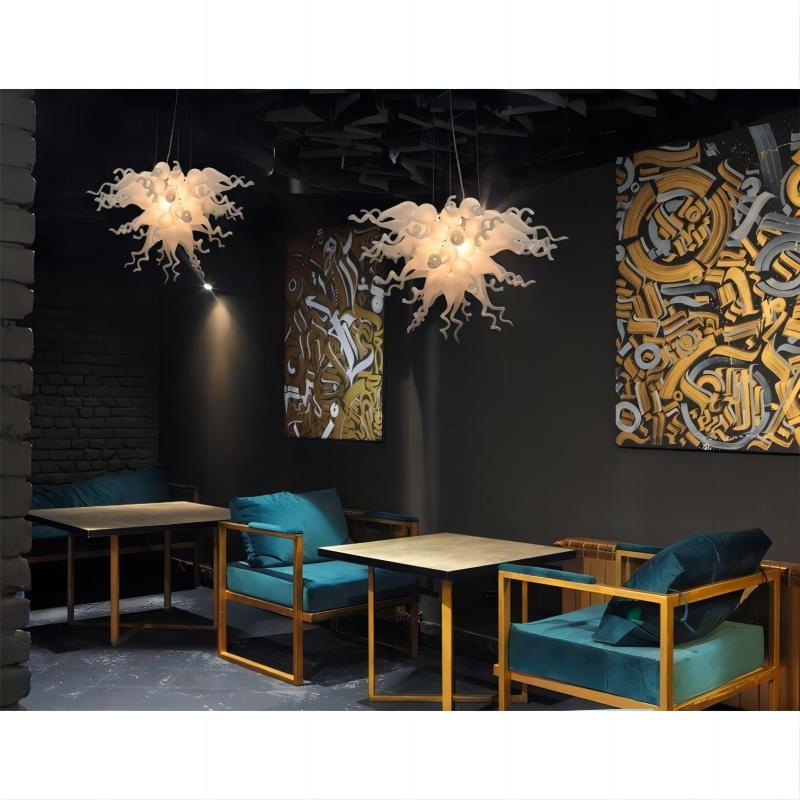 Chihuly Style Chandelier Blown Glass Light Fixtures (Clear White) 