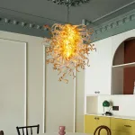 Murano Glass Light Pendant  Chihuly Style Chandelier (Amber With Clear)