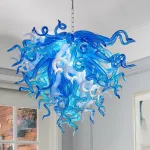 Chihuly Style Chandelier Murano Glass Light Pendant (Blue And White Color)