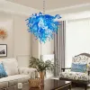Chihuly Style Chandelier Murano Glass Light Pendant (Blue And White Color)