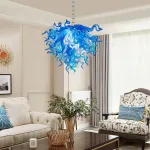 Chihuly Style Chandelier Murano Glass Light Pendant (Blue And White Color)