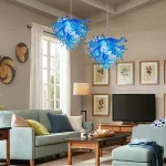Chihuly Style Chandelier Murano Glass Light Pendant (Blue And White Color)