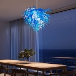 Chihuly Style Chandelier Murano Glass Light Pendant (Blue And White Color)