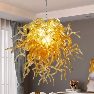 Murano Glass Light Pendant Chihuly Style Chandelier (Gold) 01