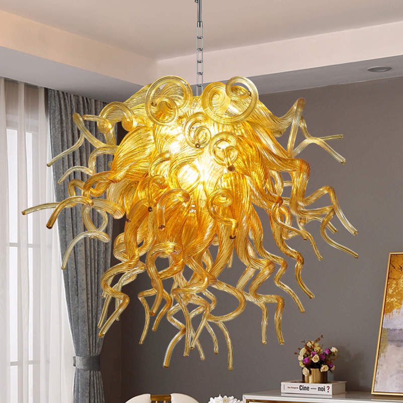 Murano Glass Light Pendant Chihuly Style Chandelier (Gold)