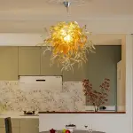 Murano Glass Light Pendant Chihuly Style Chandelier (Gold)