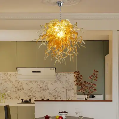 Murano Glass Light Pendant Chihuly Style Chandelier (Gold) 02