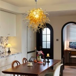 Murano Glass Light Pendant Chihuly Style Chandelier (Gold)