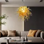 Murano Glass Light Pendant Chihuly Style Chandelier (Gold)