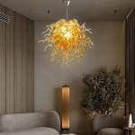 Murano Glass Light Pendant Chihuly Style Chandelier (Gold)