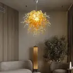 Murano Glass Light Pendant Chihuly Style Chandelier (Gold)