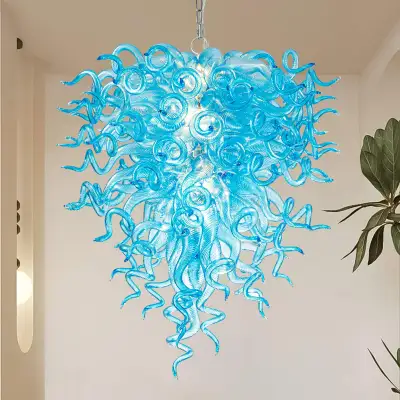 Murano Glass Light Pendant Chihuly Style Chandelier (Light Blue) 01
