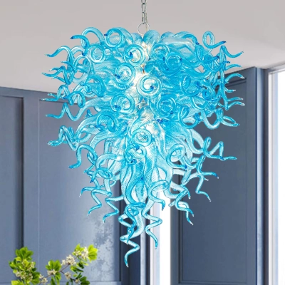 Murano Glass Light Pendant Chihuly Style Chandelier (Light Blue) 02