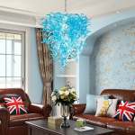 Murano Glass Light Pendant Chihuly Style Chandelier (Light Blue)
