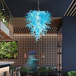 Murano Glass Light Pendant Chihuly Style Chandelier (Light Blue)