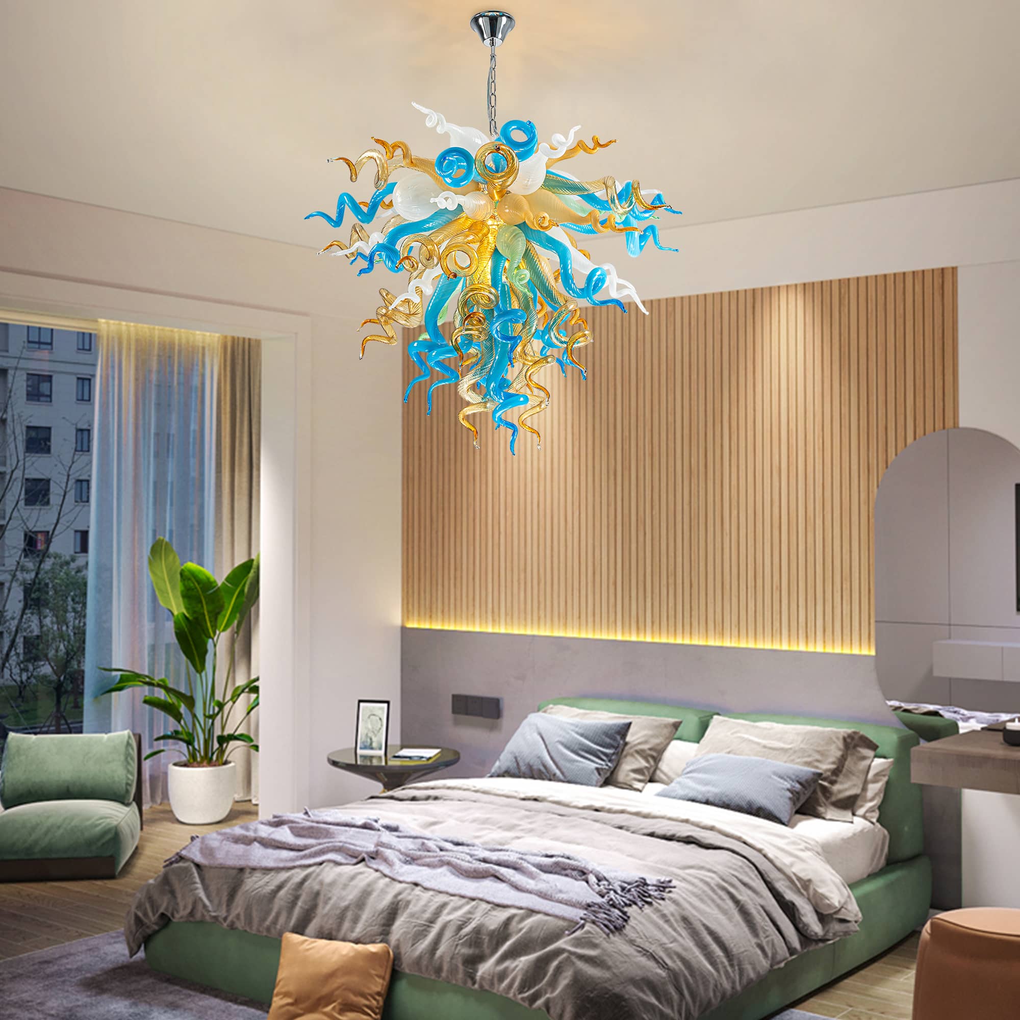 Murano Glass Light Pendant Chihuly Style Chandelier  (Multi Colors) 