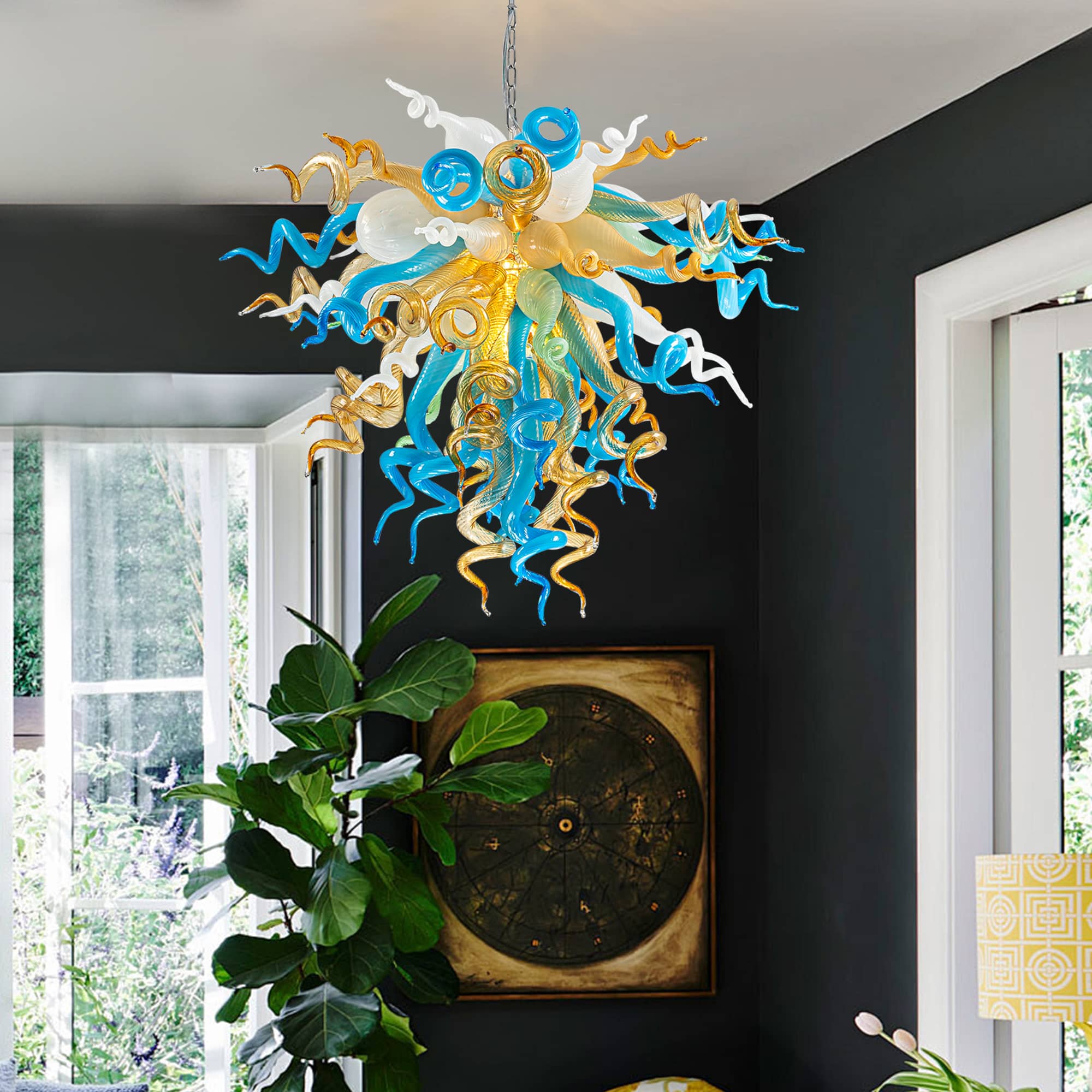 Murano Glass Light Pendant Chihuly Style Chandelier  (Multi Colors) 