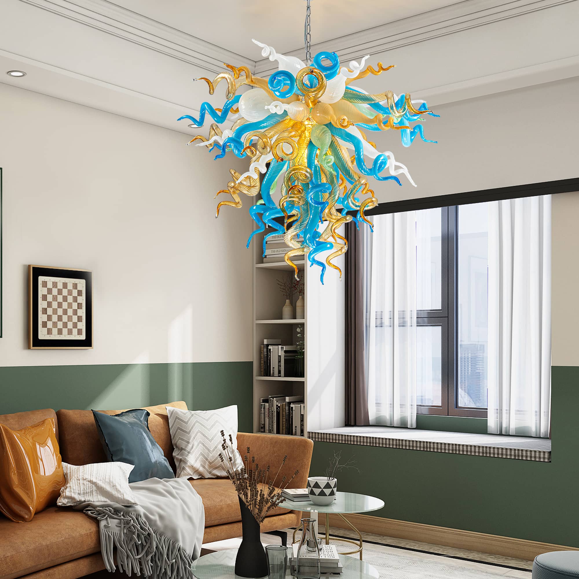 Murano Glass Light Pendant Chihuly Style Chandelier  (Multi Colors) 