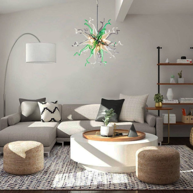 Sputnik Pendant Light Chihuly Style Chandeliers (Green Gray And White) 