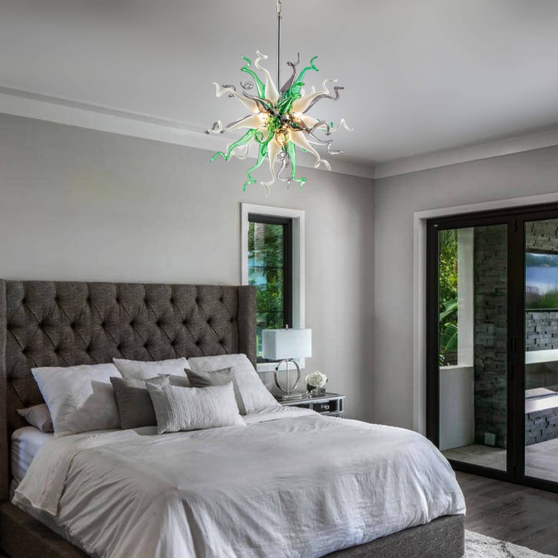 Sputnik Pendant Light Chihuly Style Chandeliers (Green Gray And White) 