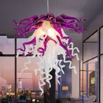 Chihuly Glass Chandelier Hand Blown Glass Chandelier (Purple And White)