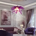 Chihuly Glass Chandelier Hand Blown Glass Chandelier (Purple And White)