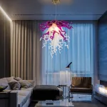 Chihuly Glass Chandelier Hand Blown Glass Chandelier (Purple And White)