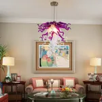 Chihuly Glass Chandelier Hand Blown Glass Chandelier (Purple And White)