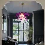 Chihuly Glass Chandelier Hand Blown Glass Chandelier (Purple And White)