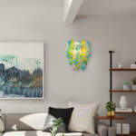 Stained Glass Sconce Chihuly Style Murano Glass (Blue Green Pink) 