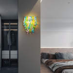 Stained Glass Sconce Chihuly Style Murano Glass (Blue Green Pink) 