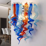 Stained Glass Sconce Chihuly Style Murano Glass (Dark Blue Light Blue Orange)