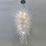 Long Chandelier For Staircase Chihuly Style Chandelier (Pure White)