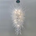 Long Chandelier For Staircase Chihuly Style Chandelier (Pure White)