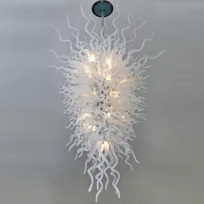 Long Chandelier For Staircase Chihuly Style Chandelier (Pure White) 01