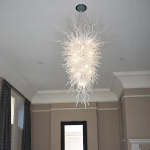 Long Chandelier For Staircase Chihuly Style Chandelier (Pure White)