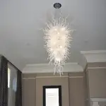 Long Chandelier For Staircase Chihuly Style Chandelier (Pure White)