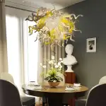 Chihuly Style Chandelier Murano Glass (Yellow Clear Gray And White)