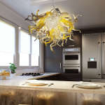 Chihuly Style Chandelier Murano Glass (Yellow Clear Gray And White)